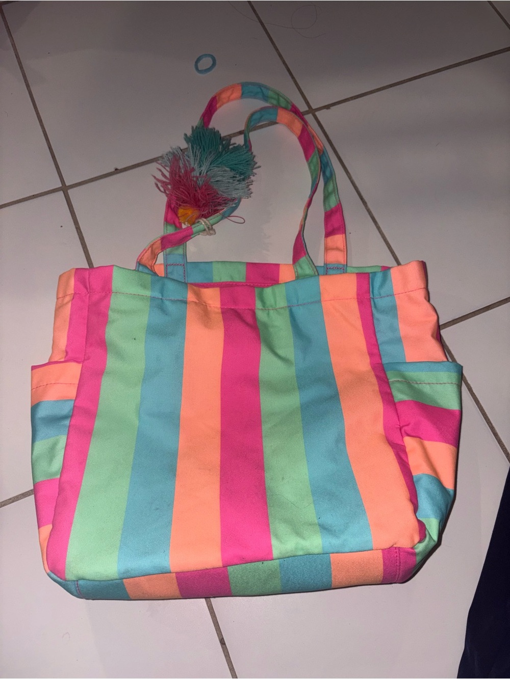 Cat & Jack Multicolor Pastel Stripe Tote